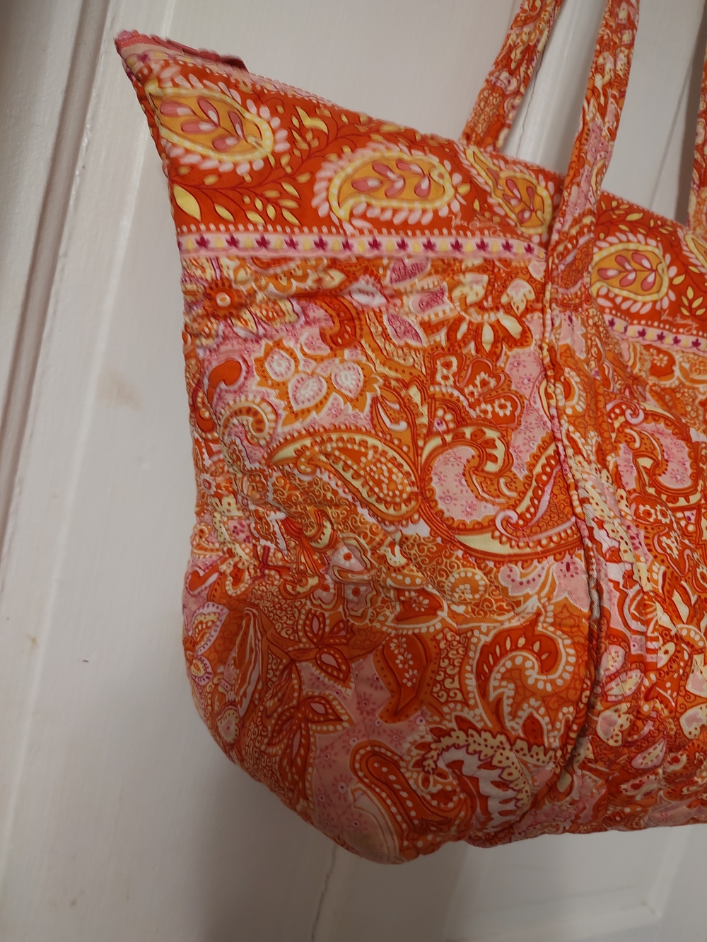 Vera Bradley Orange Paisley Quilted Hobo Tote - Picture 5 of 7